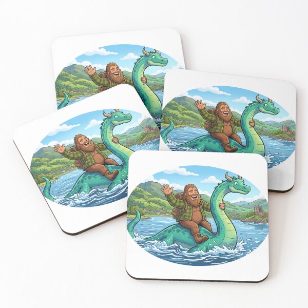 Item preview, Bigfoot Riding the Loch Ness Monster - Sasquatch Scotland Adventure Cryptidcore Design designed and sold by Spank My Yeti.