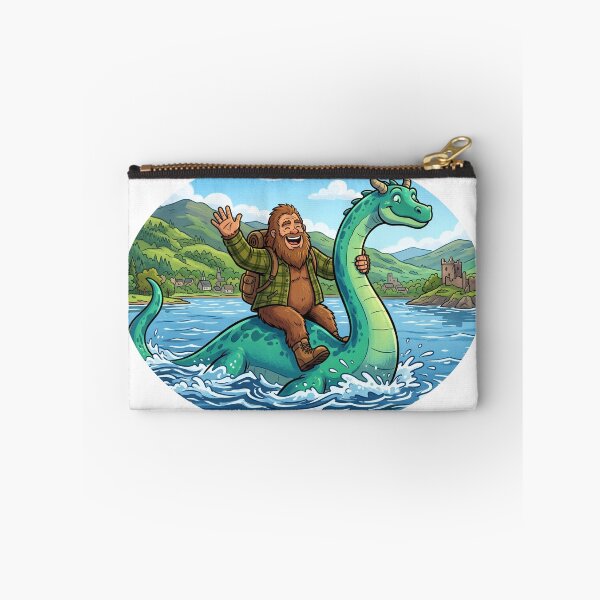 Item preview, Bigfoot Riding the Loch Ness Monster - Sasquatch Scotland Adventure Cryptidcore Design designed and sold by Spank My Yeti.