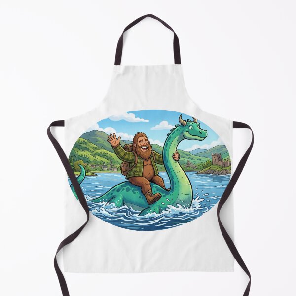 Item preview, Bigfoot Riding the Loch Ness Monster - Sasquatch Scotland Adventure Cryptidcore Design designed and sold by Spank My Yeti.