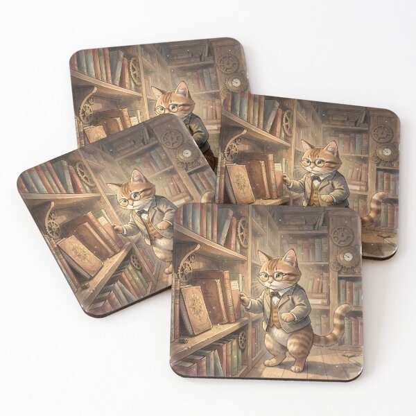 Item preview, A Whimsical Anthropomorphic Cat Librarian designed and sold by Wiss2Arts.