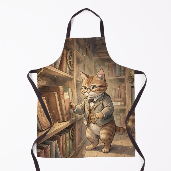 Item preview, A Whimsical Anthropomorphic Cat Librarian designed and sold by Wiss2Arts.