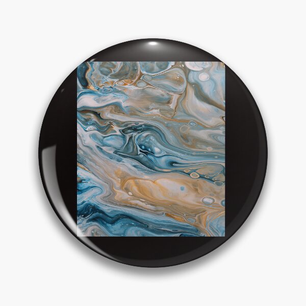 Item preview, Oceanic Blue Gold Liquid Swirls Acrylic Pour Pattern designed and sold by Megaplexxx.