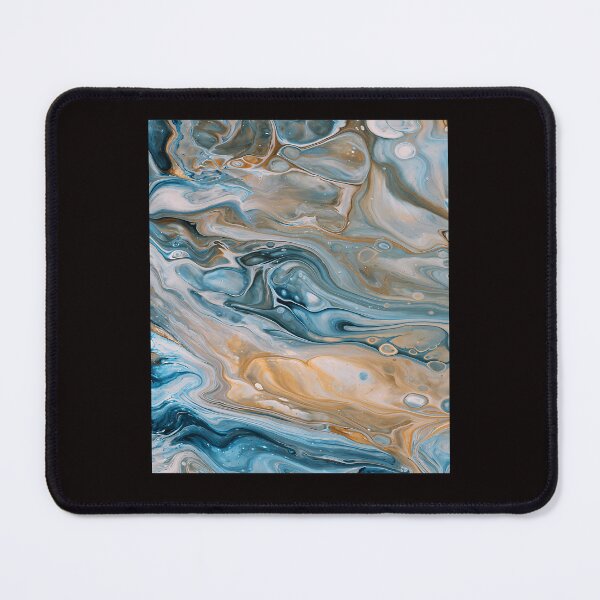 Item preview, Oceanic Blue Gold Liquid Swirls Acrylic Pour Pattern designed and sold by Megaplexxx.