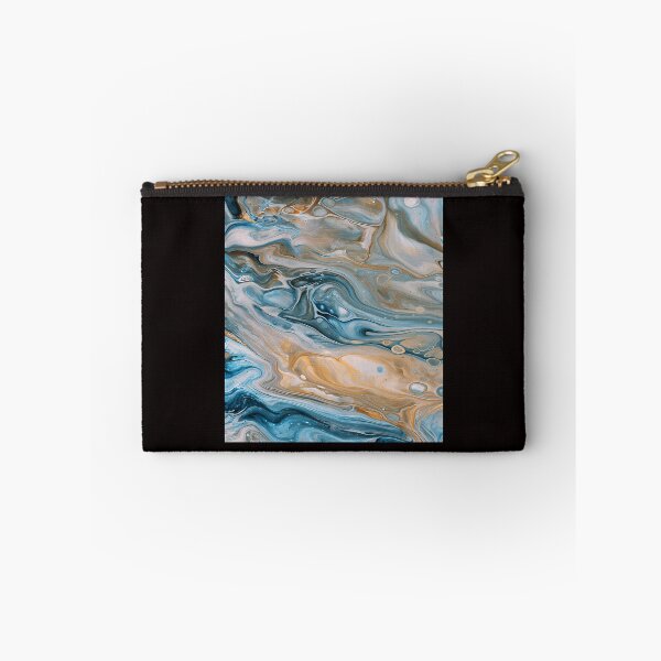 Item preview, Oceanic Blue Gold Liquid Swirls Acrylic Pour Pattern designed and sold by Megaplexxx.