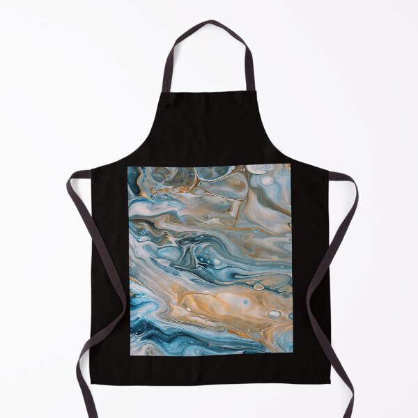 Item preview, Oceanic Blue Gold Liquid Swirls Acrylic Pour Pattern designed and sold by Megaplexxx.