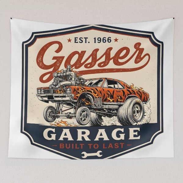 Item preview, Flaming Gasser Garage Hot Rod designed and sold by castillomiami.