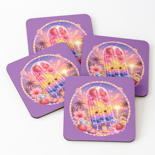Item preview, Kawaii Tropical Popsicle Sticker | Cute Summer Sunset Art designed and sold by ALH Apparel.