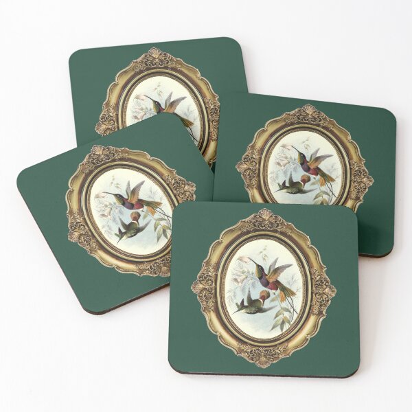 Item preview, Vintage Hummingbird Illustration - Victorian Ornate Gold Frame Art Print designed and sold by footnotes-club.