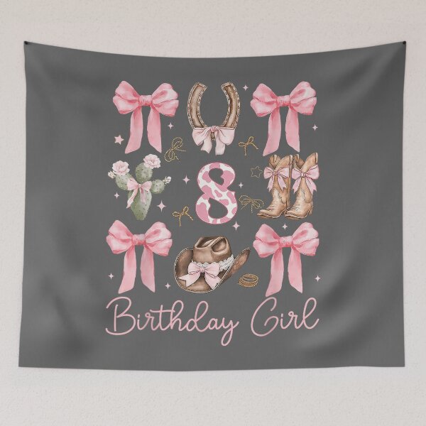 Item preview, 8th Birthday Girl Cowgirl Coquette Bow 8 Year Old Western designed and sold by KristineLi.
