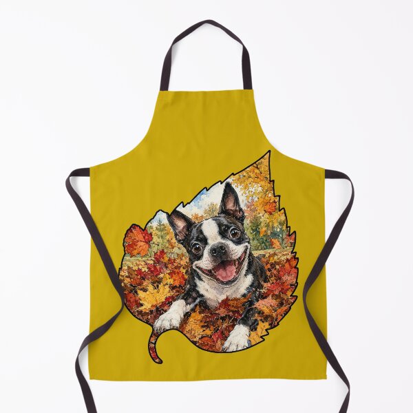 Item preview, Fall Boston Terrier Playing In Autumn Leaves designed and sold by Lion and Lamb Design.