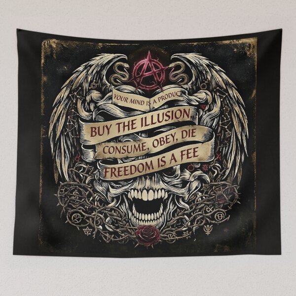Item preview, Anarchy Wings Skull Rose Ribbon designed and sold by Voodoo Store Paranormal Collections.