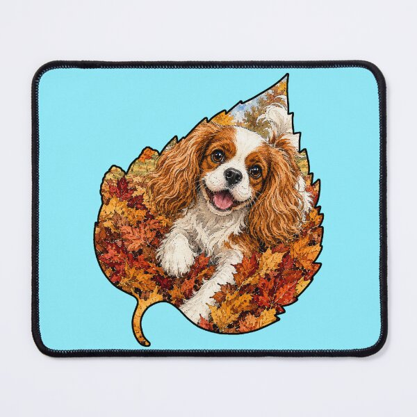 Item preview, Cavalier King Charles Spaniel Playing In Autumn Leaves designed and sold by Lion and Lamb Design.
