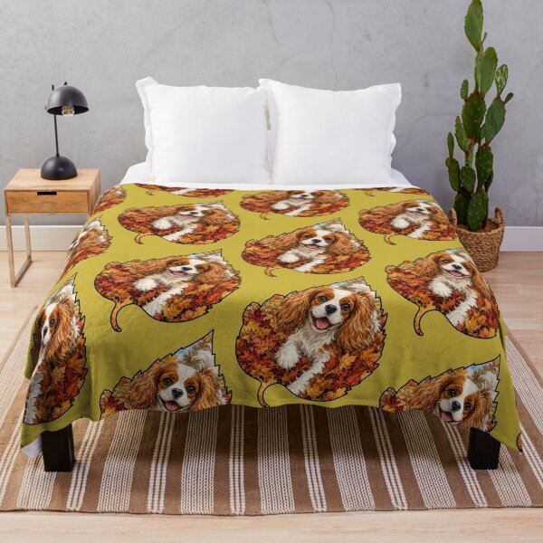 Item preview, Cavalier King Charles Spaniel Playing In Autumn Leaves designed and sold by Lion and Lamb Design.