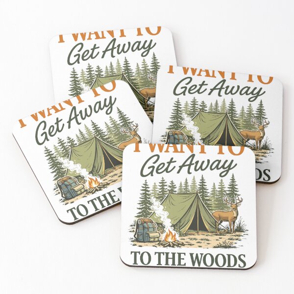 Item preview, Get Away To The Woods Camping Deer Poster designed and sold by Matinez Pink.