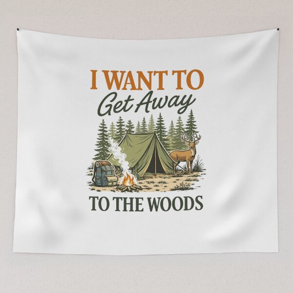 Item preview, Get Away To The Woods Camping Deer Poster designed and sold by Matinez Pink.