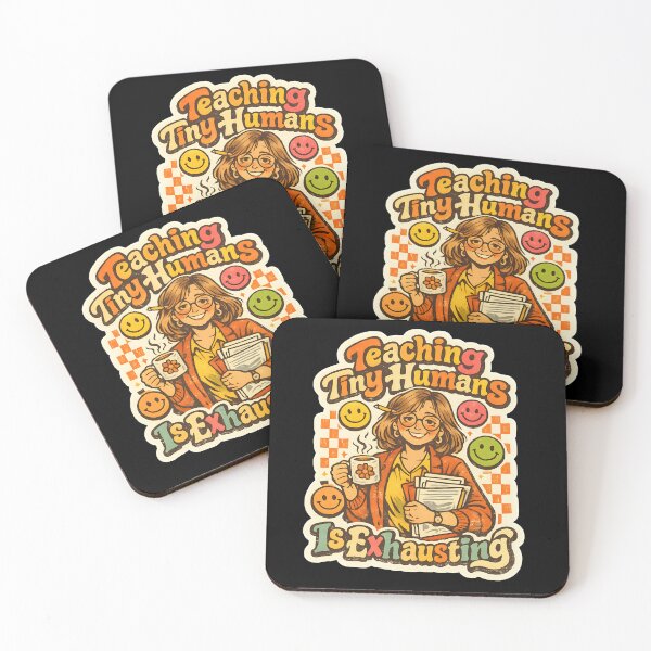 Item preview, Teaching Tiny Humans Is Exhausting Sticker | Funny Teacher Coffee Gift | Retro Kindergarten Teacher Decal designed and sold by FestivityFinds.