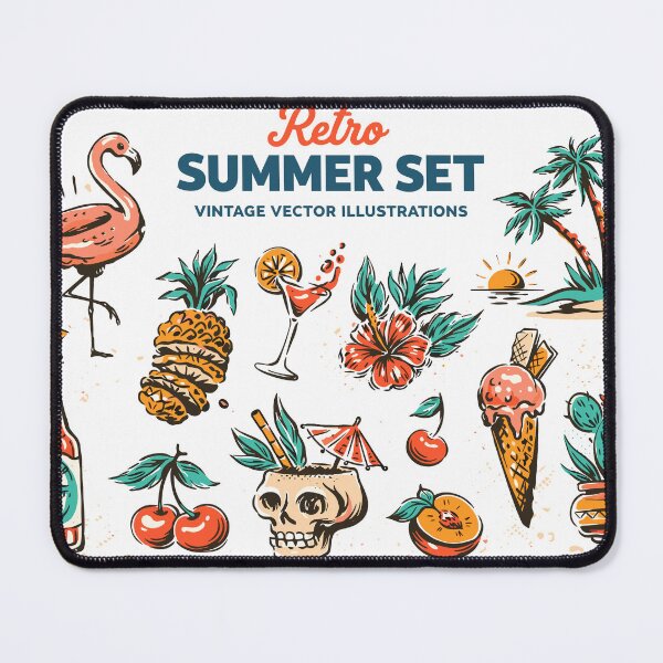 Item preview, Retro Summer Set Vintage Vector Elements Poster designed and sold by Matinez Pink.