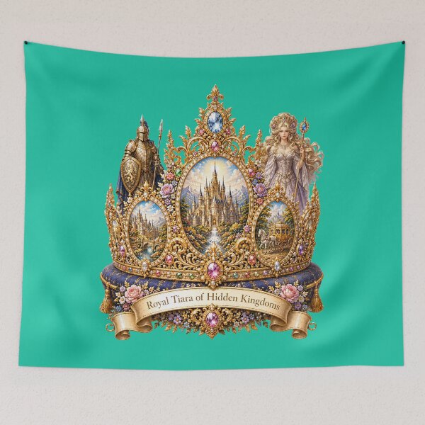 Item preview, Royal Tiara of Hidden Kingdoms | Fantasy Castle Art Nouveau Crown Illustration designed and sold by sunbowjp stadio.