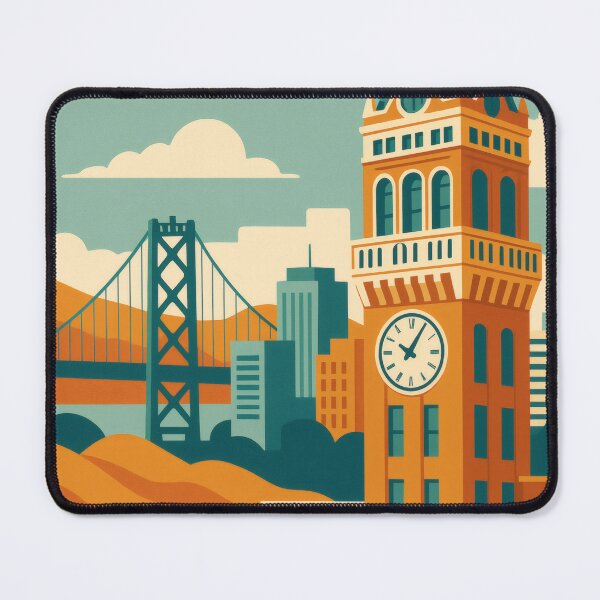 Item preview, Retro Pop Art Poster Illustration of Oakland | Bold Downtown Skyline, Port of Oakland & Bay Bridge Design | Vintage California Wall Art Decor designed and sold by PaintedPixels01.