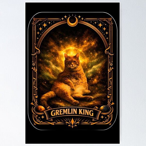 Item preview, Gremlin King Cat Tarot Card Vintage Art designed and sold by Dragonmotor Media.