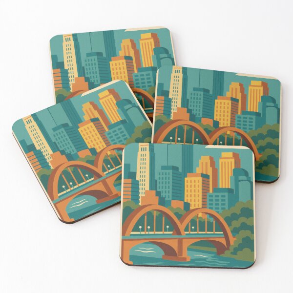 Item preview, Retro Pop Art Poster Illustration of Minneapolis | Bold Downtown Skyline, Stone Arch Bridge & Mississippi River Design | Vintage Minnesota Wall Art Decor designed and sold by PaintedPixels01.