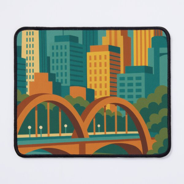 Item preview, Retro Pop Art Poster Illustration of Minneapolis | Bold Downtown Skyline, Stone Arch Bridge & Mississippi River Design | Vintage Minnesota Wall Art Decor designed and sold by PaintedPixels01.