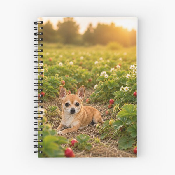 Item preview, A small chihuahua rests in a strawberry field. designed and sold by Animal Passion Designs.