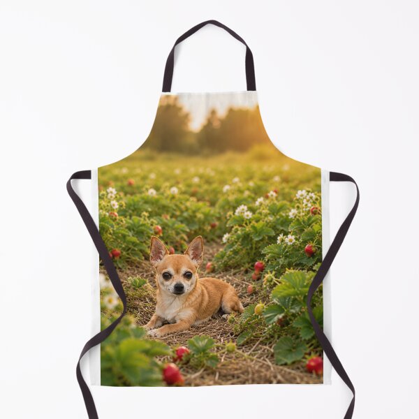 Item preview, A small chihuahua rests in a strawberry field. designed and sold by Animal Passion Designs.