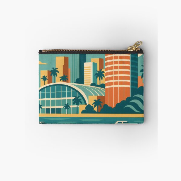 Item preview, Retro Pop Art Poster Illustration of Long Beach | Bold Queen Mary, Waterfront Skyline & Pacific Coast Design | Vintage California Wall Art Decor designed and sold by PaintedPixels01.