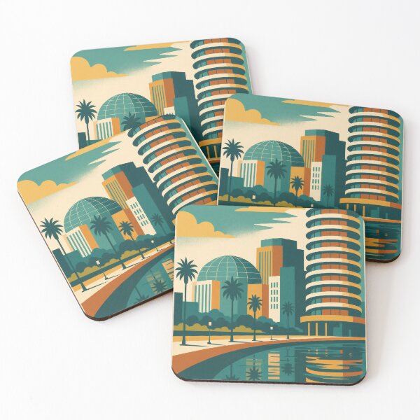 Item preview, Retro Pop Art Poster Illustration of Long Beach | Bold Queen Mary, Waterfront Skyline & Pacific Coast Design | Vintage California Wall Art Decor designed and sold by PaintedPixels01.