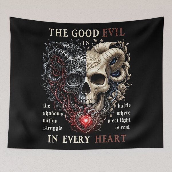 Item preview, Good Evil Skull Horns Heart designed and sold by Voodoo Store Paranormal Collections.