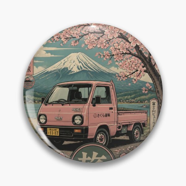 Item preview, Retro Japanese Kei Truck Mount Fuji Sakura designed and sold by pupuhkinanti.