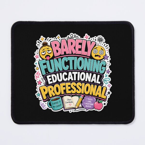 Item preview, Barely Functioning Educational Professional Sticker | Funny Teacher Coffee Gift | Classroom Humor Retro Sticker designed and sold by FestivityFinds.