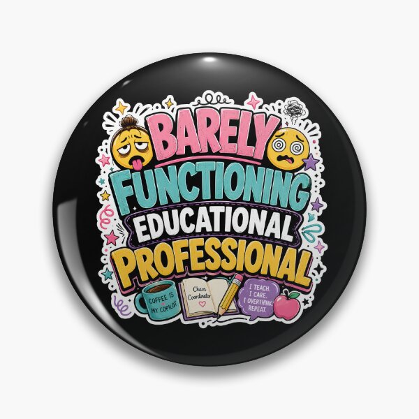 Item preview, Barely Functioning Educational Professional  Sticker | Funny Teacher Coffee Gift | Classroom Humor Retro Sticker designed and sold by FestivityFinds.