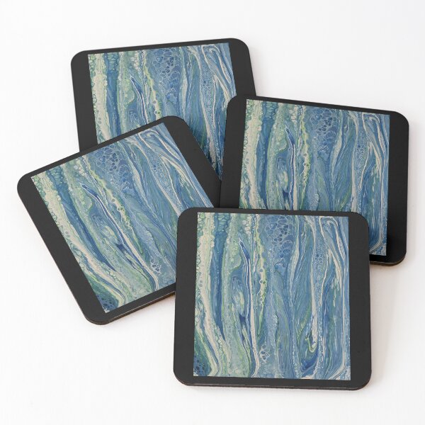 Item preview, Blue And Green Fluid Acrylic Pour Painting Marble Texture designed and sold by GreenBubIe.