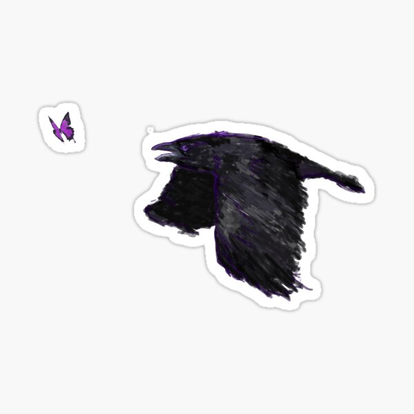 "Crow chasing a butterfly" Sticker for Sale by LazyDreams | Redbubble