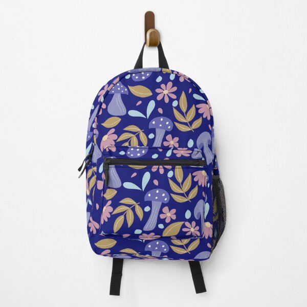 Aperçu de l'œuvre Motif végétal de champignon - violet lavande, bleu, or, rose, violet foncé créée et vendue par Lavender Mint Graphics.