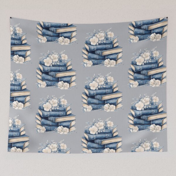 Item preview, Vintage Denim Spring Flowers and Books designed and sold by Lovemountain.