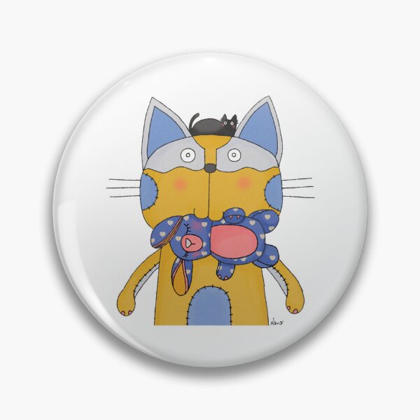 Item preview, Cat Goof With Stuffed Toy Rabbit Whimsical Pet Design designed and sold by AnanamorphArter.