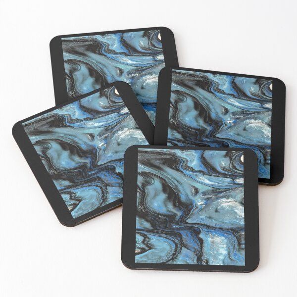 Item preview, Dynamic Blue Black Liquid Swirl Fluid Acrylic Texture designed and sold by GreenBubIe.