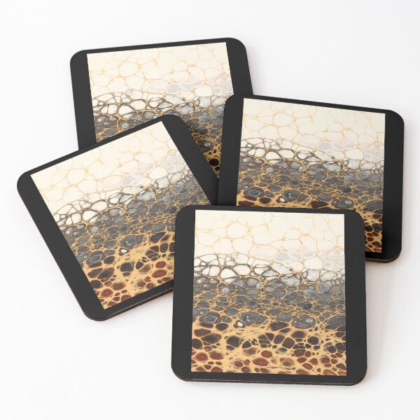 Item preview, Gold Black Cream Fluid Cells Acrylic Pour Abstract Pattern designed and sold by GreenBubIe.