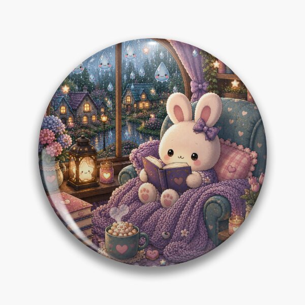 Item preview, Kawaii Reading Bunny – Cozy Rainy Day Cottagecore Book Lover Aesthetic Art designed and sold by ALH Apparel.