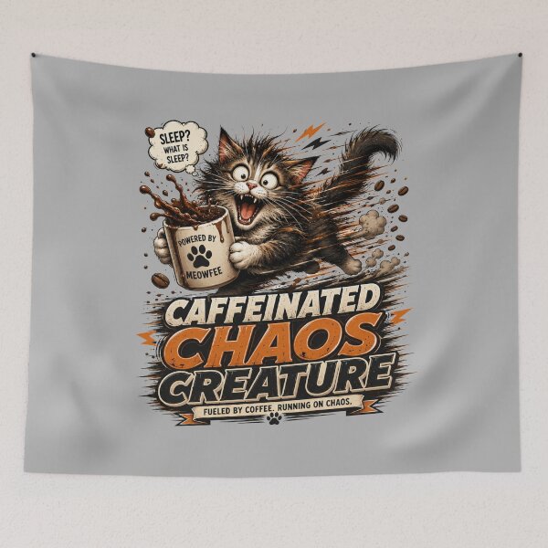 Item preview, Caffeinated Chaos Creature Funny Cat Art designed and sold by pradeepvisuals.