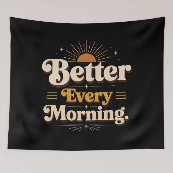 Item preview, Better Every Morning. | Retro Morning Motivation Typography Design designed and sold by Irene Catchmind.