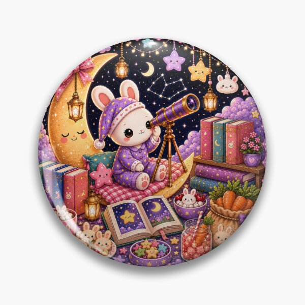 Item preview, Cute Moon Bunny Reading Under the Stars – Cozy Kawaii Cottagecore Art designed and sold by ALH Apparel.