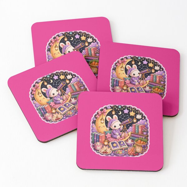 Item preview, Cute Moon Bunny Reading Under the Stars – Cozy Kawaii Cottagecore Art designed and sold by ALH Apparel.