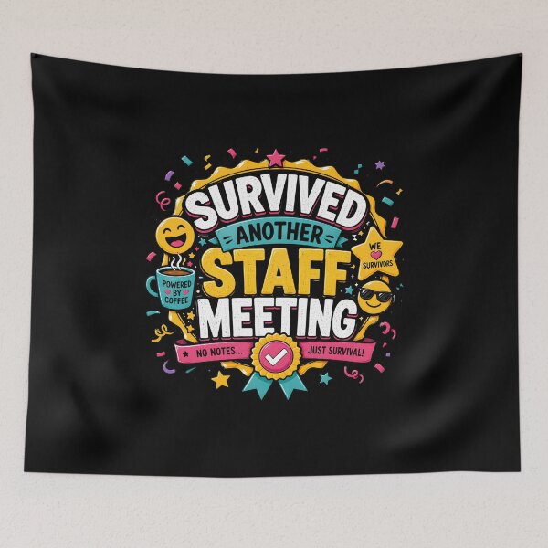 Item preview, Survived Another Staff Meeting Sticker | Funny Teacher Coffee Gift | Office Meeting Survivor Sticker designed and sold by FestivityFinds.