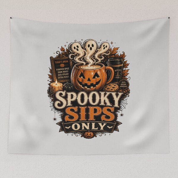 Item preview, Spooky Sips Only Halloween Coffee Design designed and sold by pradeepvisuals.