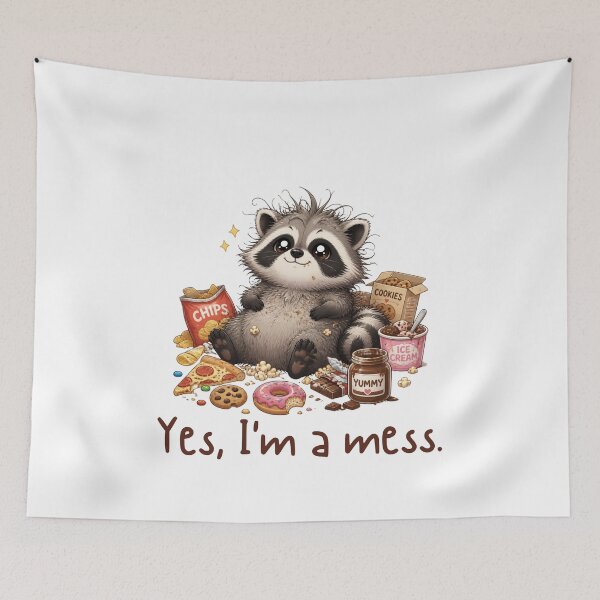Item preview, Cute Messy Raccoon Snack Attack  designed and sold by Rick and Jess.