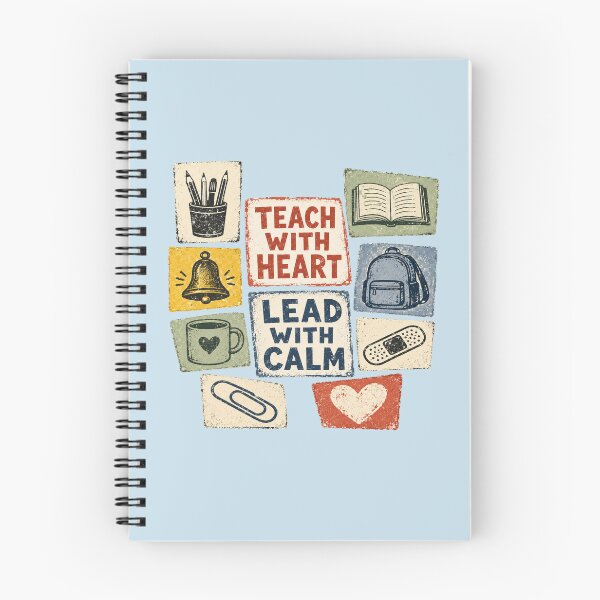 Item preview, Teacher Shirt – Teach With Heart, Lead With Calm Vintage Collage designed and sold by POD DYNASTY | Original Print On Demand T-Shirt Graphics.